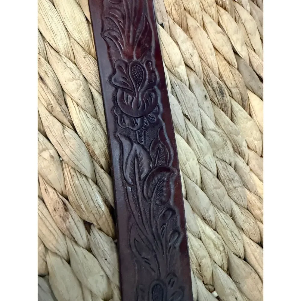 Vintage 1990s Appaloosa Trading Co Tooled Leather Belt Strap Sz 36 No Buckle